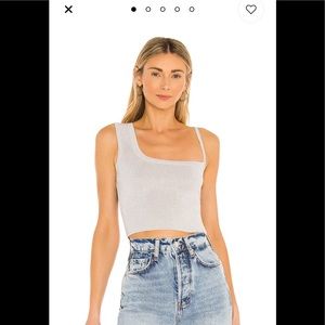 Superdown asymmetrical fitted slightly cropped top